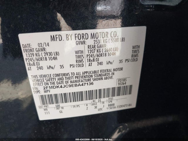 Ford Edge 2014 2FMDK4JC9EBA47136 Image 9