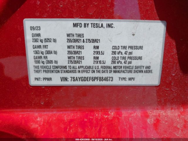 2023 TESLA MODEL Y 7SAYGDEF6PF884673 Photo 8