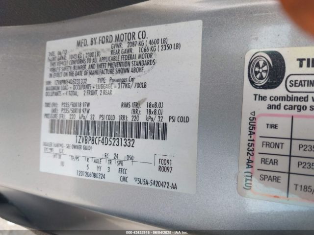 2013 FORD MUSTANG 1ZVBP8CF4D5231332 Photo 8