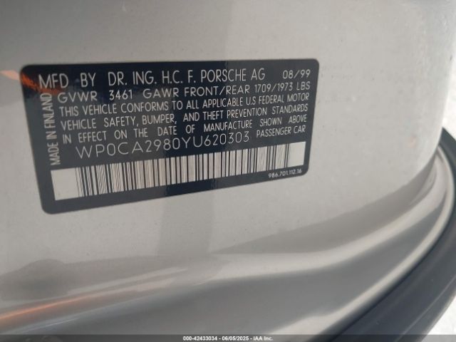2000 PORSCHE BOXSTER WP0CA2980YU620303 Photo 8