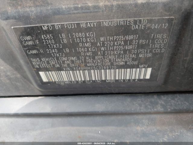 2012 SUBARU OUTBACK 4S4BRBKC5C3289120 Photo 8