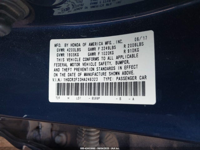 1HGCR2F33HA246323 Honda k24w1