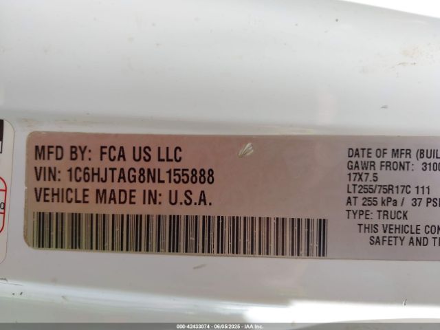 2022 JEEP GLADIATOR 1C6HJTAG8NL155888 Photo 8