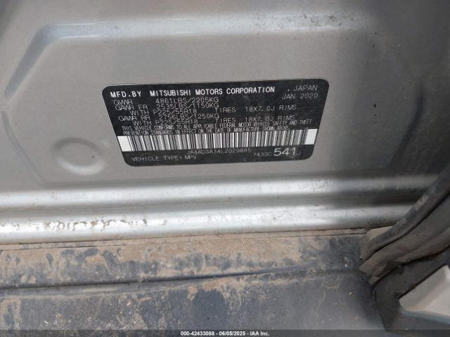 2020 MITSUBISHI OUTLANDER JA4AD3A34LZ029885 Photo 8