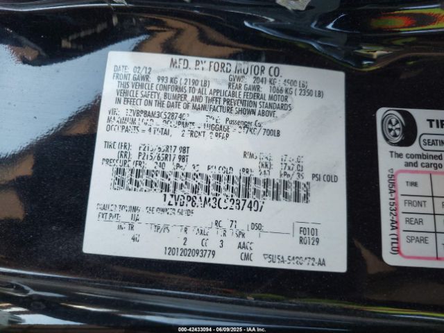 2012 FORD MUSTANG 1ZVBP8AM3C5287407 Photo 8