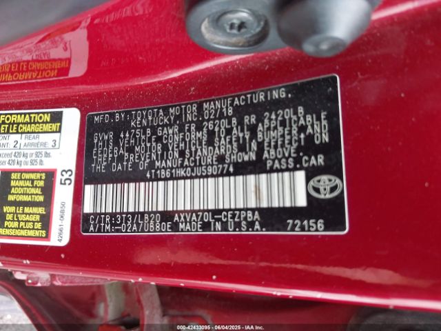 4T1B61HK0JU590774 Toyota CAMRY XSE