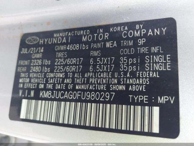 KM8JUCAG0FU980297 Hyundai TUCSON SE