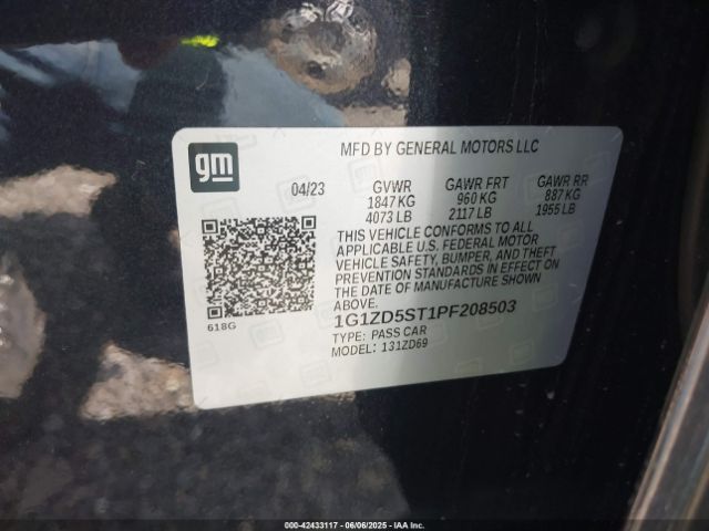 1G1ZD5ST1PF208503 Chevrolet Malibu Fwd 1lt