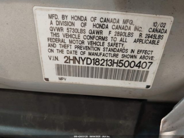 2003 ACURA MDX 2HNYD18213H500407 Photo 8