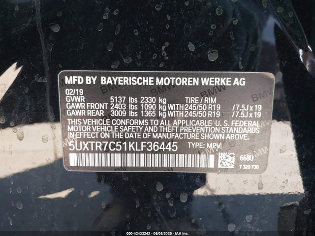 BMW 2019 2019 5UXTR7C51KLF36445 Image 9