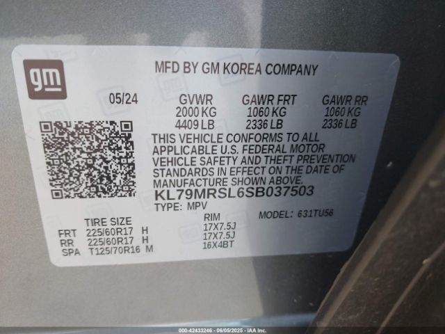 KL79MRSL6SB037503 Chevrolet Trailblazer Awd Lt