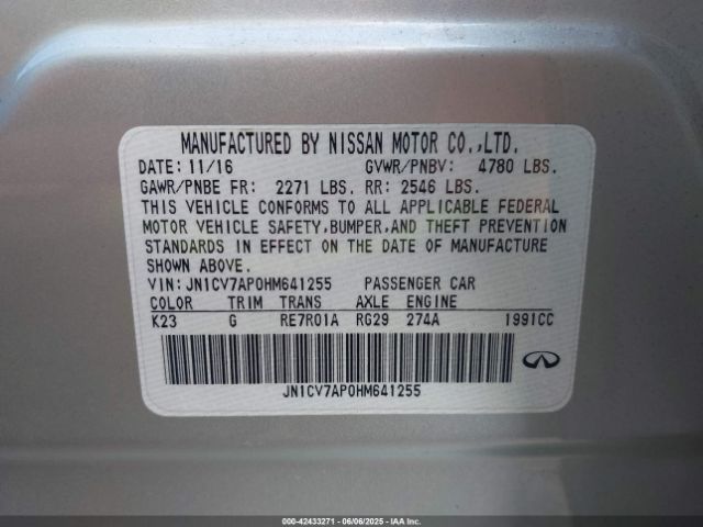 2017 INFINITI Q50 JN1CV7AP0HM641255 Photo 8