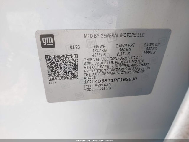 1G1ZD5ST1PF163630 Chevrolet Malibu Fwd 1lt