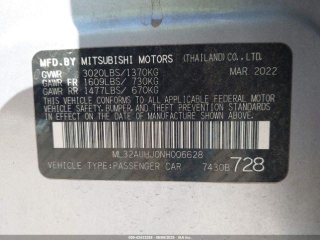ML32AUHJ0NH006628 Mitsubishi Mirage Es/le