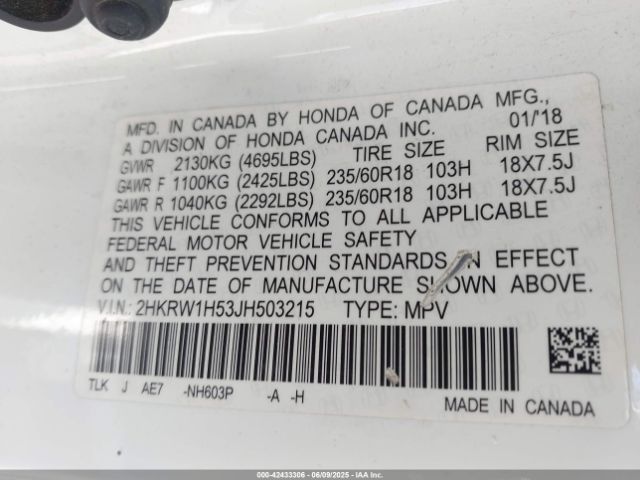 2018 HONDA CR-V 2HKRW1H53JH503215 Photo 8