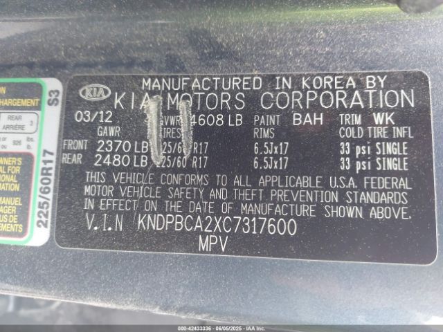 2012 KIA SPORTAGE KNDPBCA2XC7317600 Photo 8