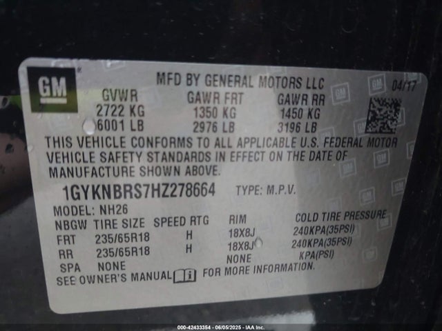 2017 CADILLAC XT5 1GYKNBRS7HZ278664 Photo 8