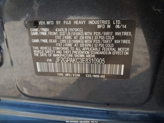 JF2GPAKC3E8310905 Subaru 2.0l na
