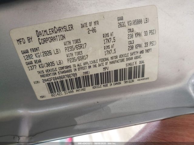 2006 CHRYSLER PACIFICA 2A4GF68486R786789 Photo 8