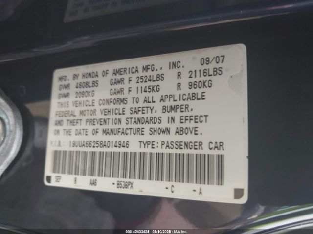 2008 ACURA TL 19UUA66258A014946 Photo 8