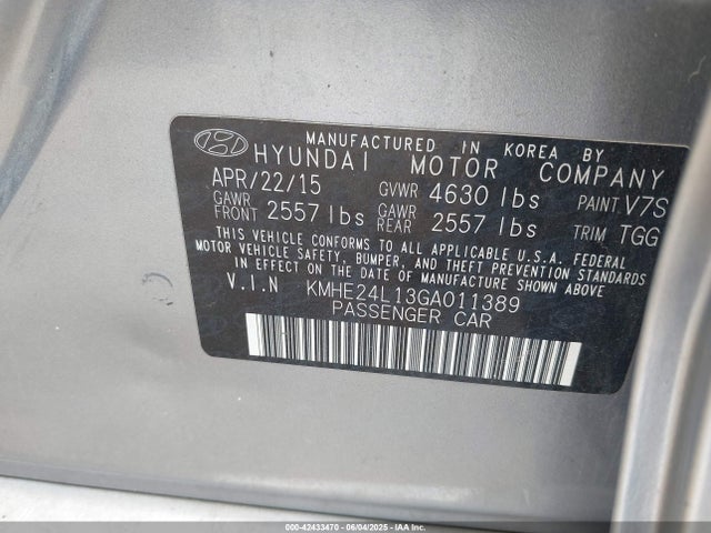 Hyundai Sonata Hybrid Se 2016 KMHE24L13GA011389 Image 9