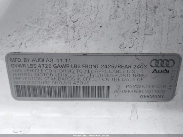2012 AUDI A4 WAUEFAFL9CN014320 Photo 8