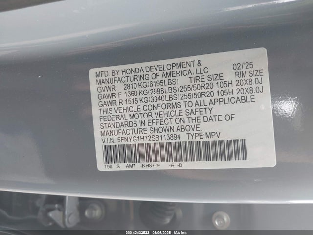 5FNYG1H72SB113894 Honda j35y8