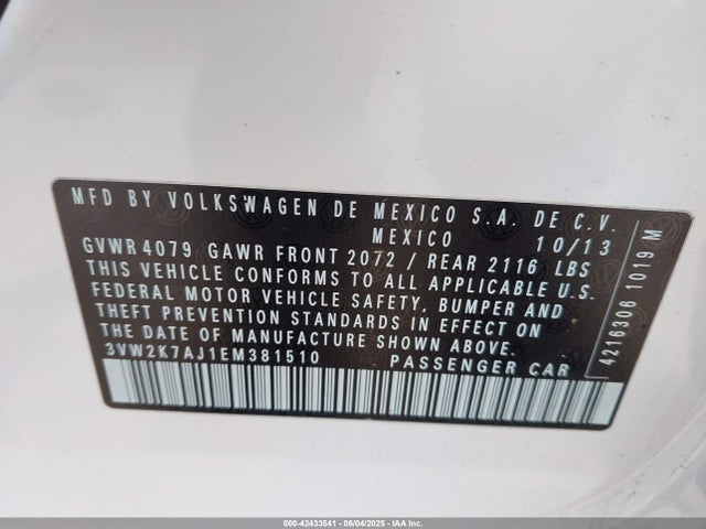 Volkswagen 2014 2014 3VW2K7AJ1EM381510 Image 9