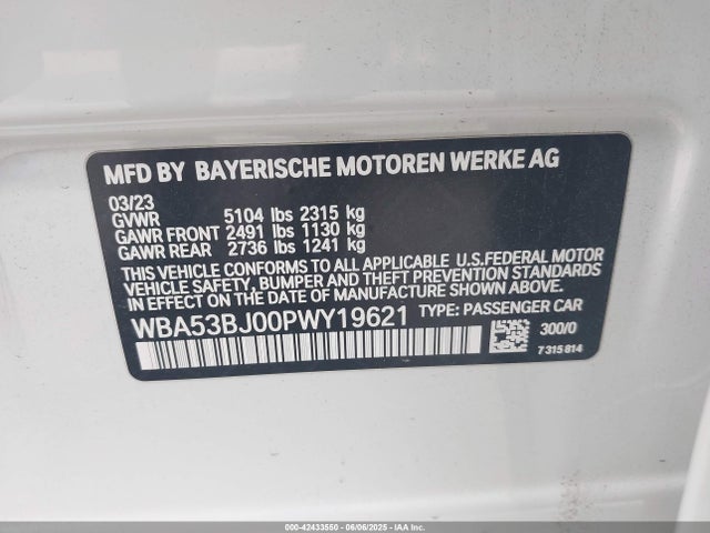 WBA53BJ00PWY19621 BMW 2023