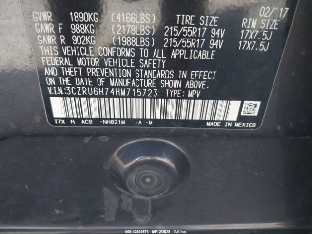 3CZRU6H74HM715723 Honda Hr-v Ex-l
