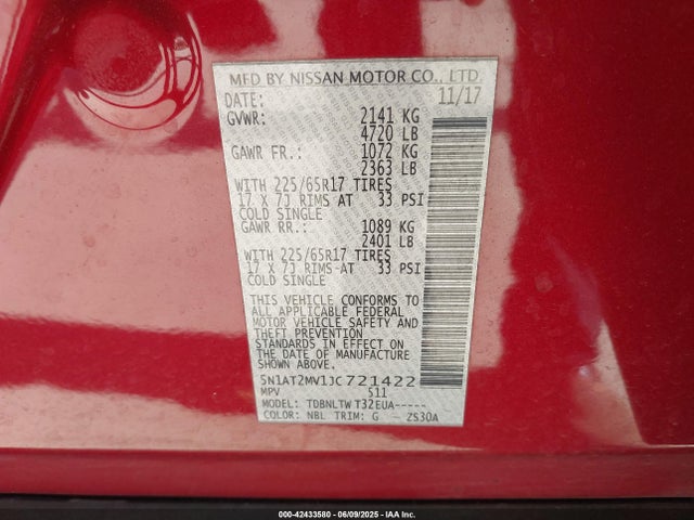 5N1AT2MV1JC721422 Nissan 2018