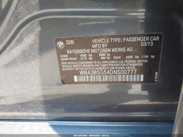 2013 BMW 328I WBA3B5G54DNS00777 Photo 8