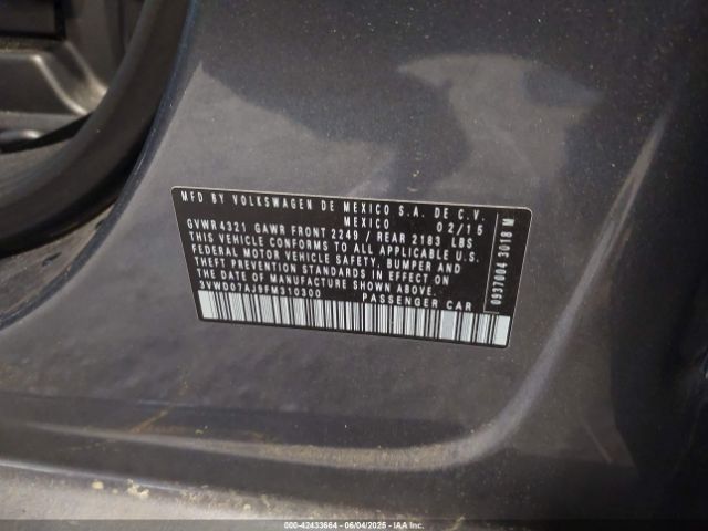 2015 VOLKSWAGEN JETTA 3VWD07AJ9FM310300 Photo 8