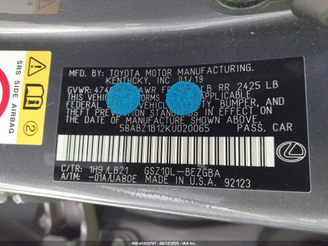 2019 LEXUS ES 350 58ABZ1B12KU020065 Photo 8