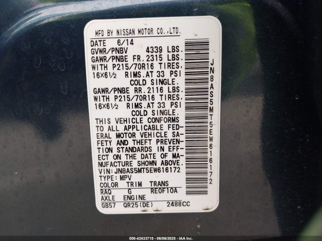 Nissan 2014 2014 JN8AS5MT5EW616172 Image 9