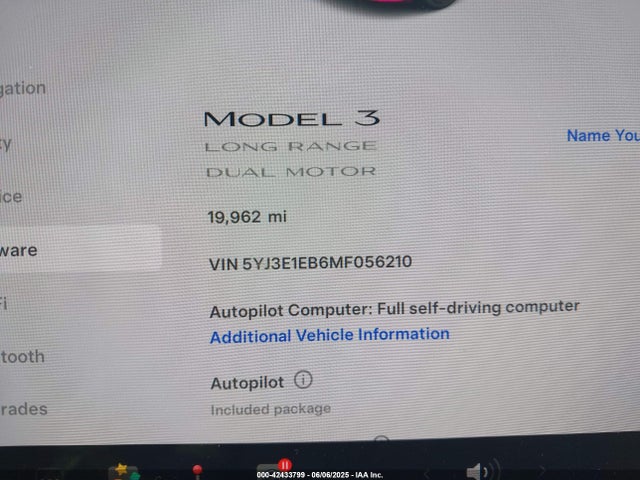 Tesla Model 3 Long Range Dual Motor All-wheel Drive 2021 5YJ3E1EB6MF056210 Image 15