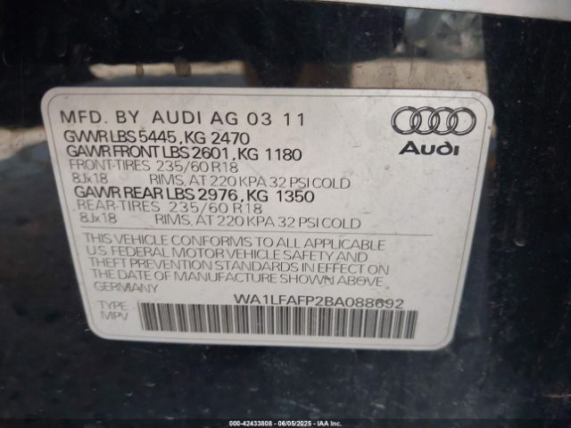 2011 AUDI Q5 WA1LFAFP2BA088692 Photo 8