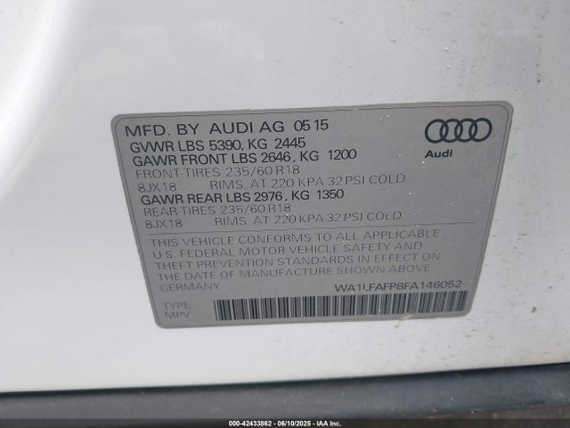 2015 AUDI Q5 WA1LFAFP8FA146052 Photo 8