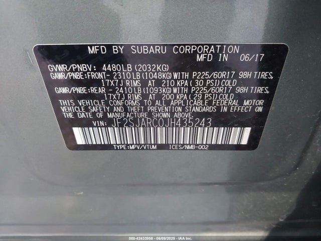 Subaru naturally aspirated u5 2018 JF2SJARC0JH435243 Image 9
