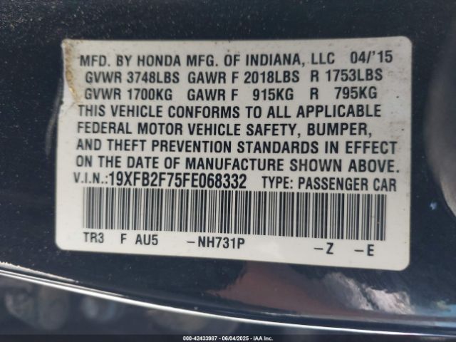 19XFB2F75FE068332 Honda r18z1