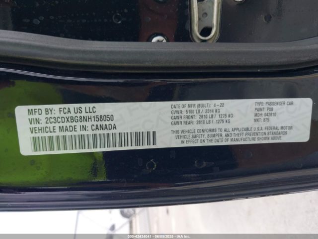 2022 DODGE CHARGER 2C3CDXBG8NH158050 Photo 8