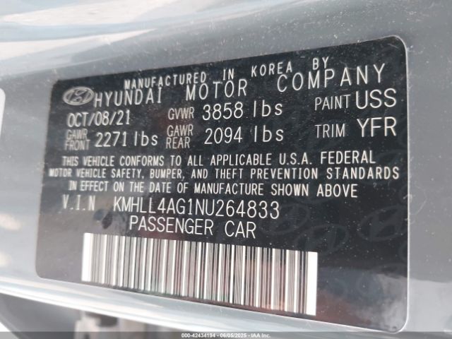 2022 HYUNDAI ELANTRA KMHLL4AG1NU264833 Photo 8