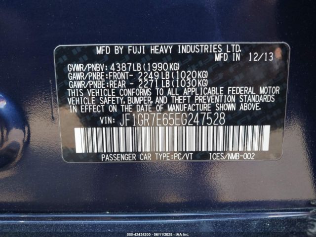 2014 SUBARU IMPREZA WRX JF1GR7E65EG247528 Photo 8