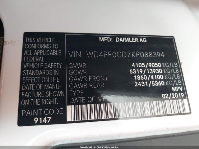 WD4PF0CD7KP088394 Mercedes-Benz om 642 with brake assist