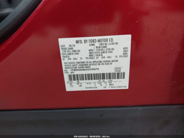 2018 FORD EXPLORER 1FM5K8D86JGC93678 Photo 8