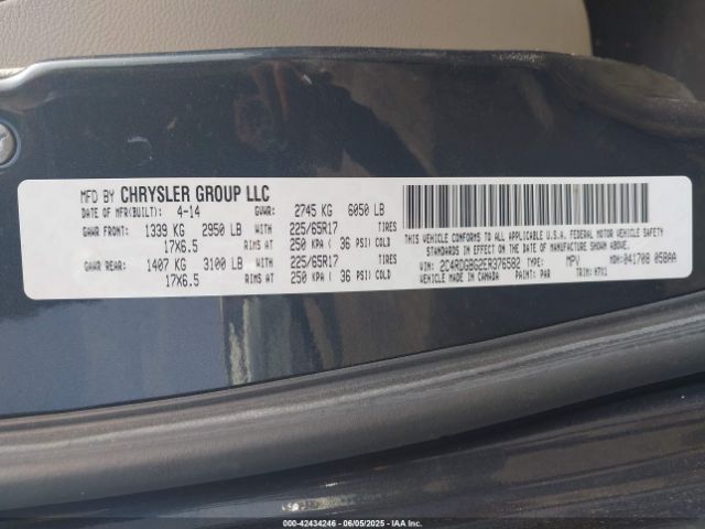 2C4RDGBG2ER376582 Dodge Grand Caravan American Value Pkg