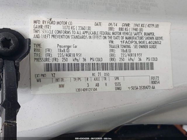 1FADP3L90EL402802 Ford FOCUS ST