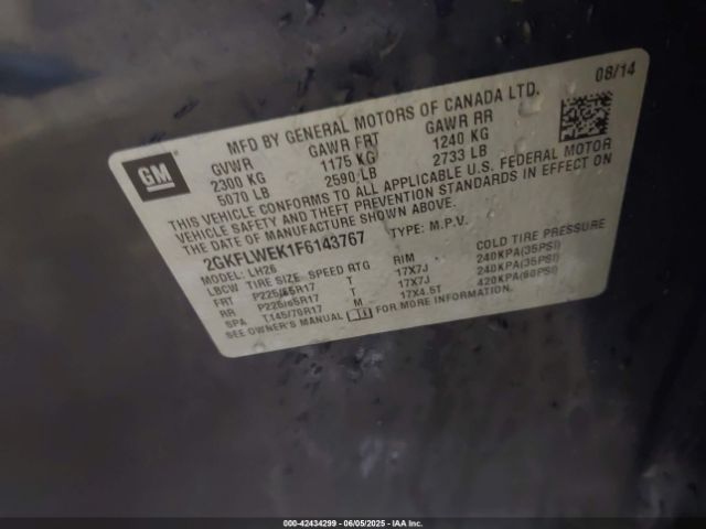 2GKFLWEK1F6143767 GMC Terrain Sle-2