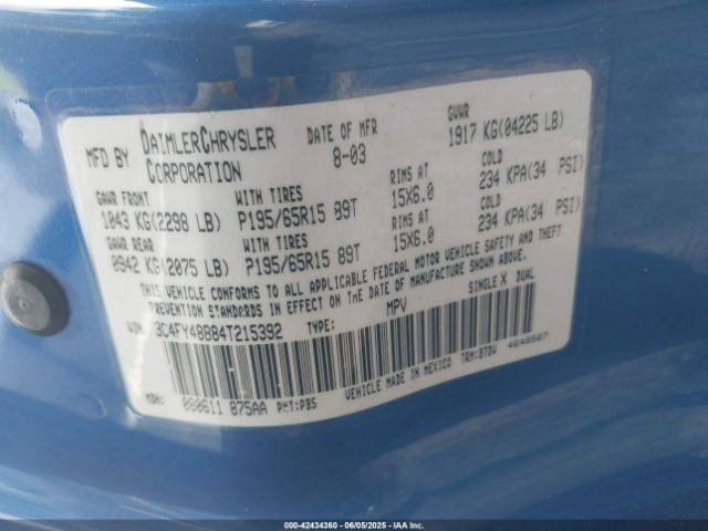 2004 CHRYSLER PT CRUISER 3C4FY48B84T215392 Photo 8