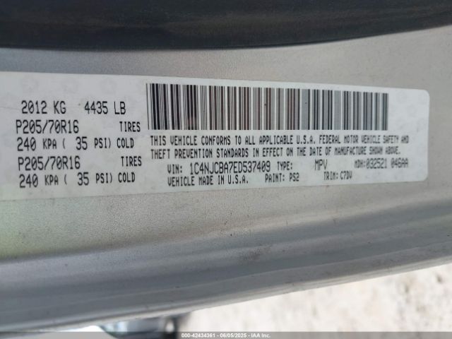 1C4NJCBA7ED537409 Jeep Compass Sport